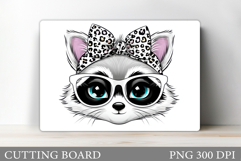 Cute Raccoon Cutting Board. Cute Raccoon Sublimation Product Image 1