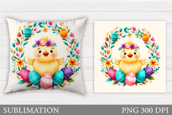 Easter Chick Pillow Sublimation. Easter Pillow Design Product Image 1