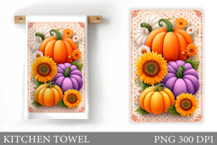 Pumpkin Kitchen Towel. Fall Kitchen Towel Sublimation Product Image 1