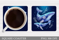 Whale Coaster Design. Whale Sublimation Product Image 1