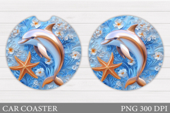 3D Dolphin Car Coaster. Sea Car Coaster Design Product Image 1