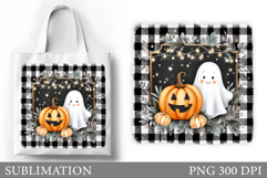 Ghost Tote Bag Sublimation. Halloween Tote Bag Design Product Image 1