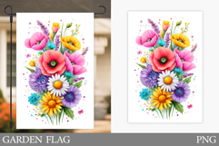 Floral Garden Flag Sublimation. Wildflowers Garden Flag Product Image 1