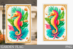 Seahorse Garden Flag Design. Sea Garden Flag Sublimation Product Image 1