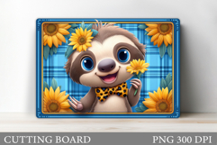 Cute Sloth Cutting Board. Sloth Flowers Cutting Board Design Product Image 1