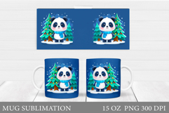 Christmas Panda Mug Design. Christmas Mug Sublimation Product Image 1