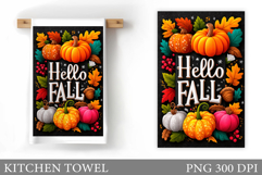 Fall Pumpkin Kitchen Towel. Fall Kitchen Towel Sublimation Product Image 1