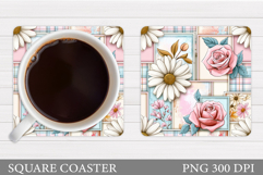 Floral Coaster Sublimation. Flowers Coaster Design Product Image 1