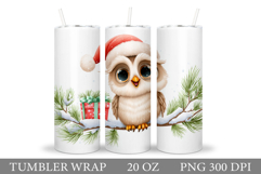 Christmas Owl Tumbler Design. Christmas Tumbler Sublimation Product Image 1