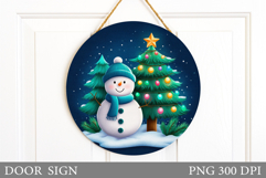 Christmas Snowman Door Sign. Christmas Door Sign Sublimation Product Image 1