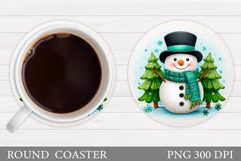 Cute Snowman Coaster Sublimation. Christmas Coaster Design Product Image 1
