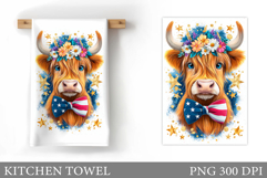 Patriotic Cow Kitchen Towel. Patriotic Kitchen Towel Design Product Image 1