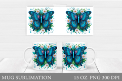 Butterfly Mug Sublimation. Butterfly Flowers Mug Design Product Image 1