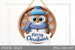 Christmas Owl Door Sign. Christmas Door Sign Sublimation Product Image 1