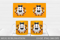 Cute Ghost Mug Design. Cute Halloween Mug Sublimation Product Image 1