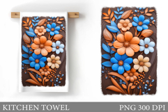 Floral Kitchen Towel Design. Flowers Kitchen Towel Product Image 1