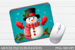 Snowman Mouse Pad Design. Christmas Mouse Pad Sublimation Product Image 1