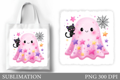Halloween Ghost Tote Bag Design. Cute Halloween Sublimation Product Image 1