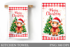 Christmas Cow Kitchen Towel. Christmas Kitchen Towel Design Product Image 1