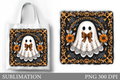 Halloween Ghost Tote Bag Design. Cute Halloween Sublimation Product Image 1