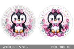 Cute Penguin Wind Spinner Design. Cute Penguin Sublimation Product Image 1