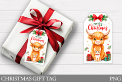 Christmas Gift Tag Design. Christmas Cow Gift Tag Printable Product Image 1