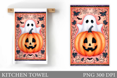 Halloween Pumpkin Towel Design. Ghost Kitchen Towel Product Image 1