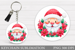Cute Santa Claus Keychain. Christmas Keychain Sublimation Product Image 1
