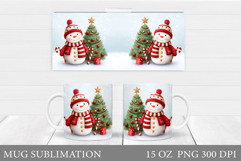 Christmas Snowman Mug Design. Christmas Mug Sublimation Product Image 1