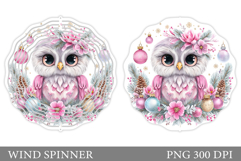 Christmas Owl Wind Spinner. Christmas Wind Spinner Design Product Image 1