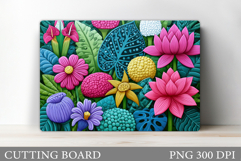 Tropical Flowers Cutting Board. Floral Cutting Board Design Product Image 1