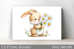 Cute Bunny Cutting Board. Bunny Flowers Cutting Board Design Product Image 1