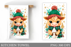 Christmas Cow Kitchen Towel Design. Christmas Kitchen Towel Product Image 1