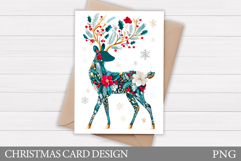 Christmas Deer Card Printable. Christmas Card Design Product Image 1