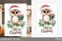 Christmas Owl Garden Flag. Christmas Garden Flag Sublimation Product Image 1