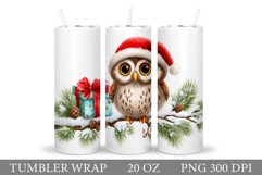 Christmas Owl Tumbler Design. Christmas Tumbler Sublimation Product Image 1