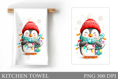 Christmas Penguin Kitchen Towel. Christmas Kitchen Towel Product Image 1