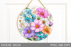 Wildflowers Door Sign Sublimation. Flowers Door Sign Design Product Image 1