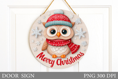 Christmas Owl Door Sign. Christmas Door Sign Sublimation Product Image 1