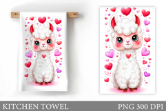 Valentines Lama Kitchen Towel. Valentines Kitchen Towel Product Image 1