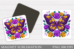 Butterfly Flowers Sublimation. Butterfly Magnet Sublimation Product Image 1