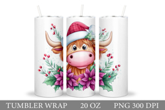 Christmas Cow Tumbler Design. Christmas Tumbler Sublimation Product Image 1