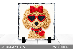 Crochet Dog Sublimation. Valentines Dog Slate Design Product Image 1
