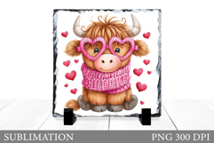 Valentines Cow Sublimation. Valentines Cow Slate Design Product Image 1