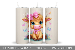 Cute Cow Tumbler Design. Cow Tumbler Sublimation Product Image 1