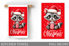 Christmas Raccoon Kitchen Towel. Christmas Kitchen Towel Product Image 1