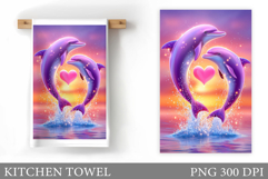 Cute Dolphin Kitchen Towel. Dolphin Sublimation Product Image 1
