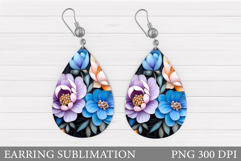 Floral Earring Sublimation. Flowers Earring Design Product Image 1