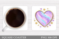 Heart Coaster Design. Valentine Coaster Sublimation Product Image 1