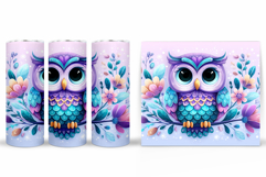 Cute Owl Tumbler Sublimation. Owl Flowers Tumbler Design Product Image 2